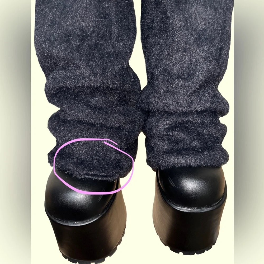 Sugar Thrillz Snuggle Wonderland Black Platform Boots with Leg Warmers - Picture 9 of 12